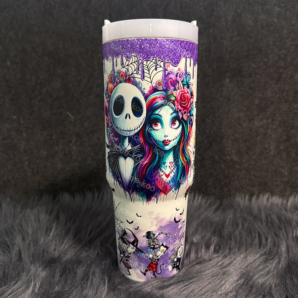 🌌 Limited Edition Jack & Sally 40oz Stainless Steel Travel Cup