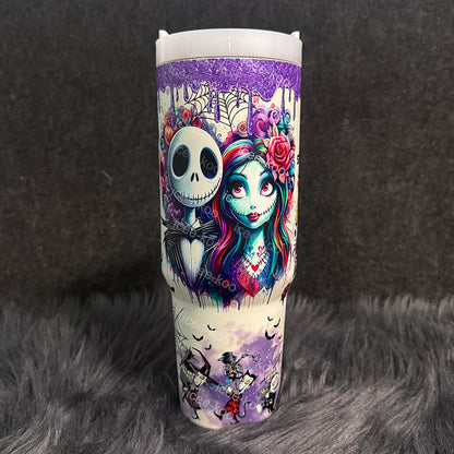 🌌 Limited Edition Jack & Sally 40oz Stainless Steel Travel Cup