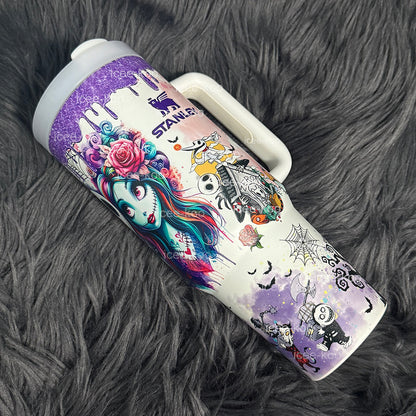 🌌 Limited Edition Jack & Sally 40oz Stainless Steel Travel Cup